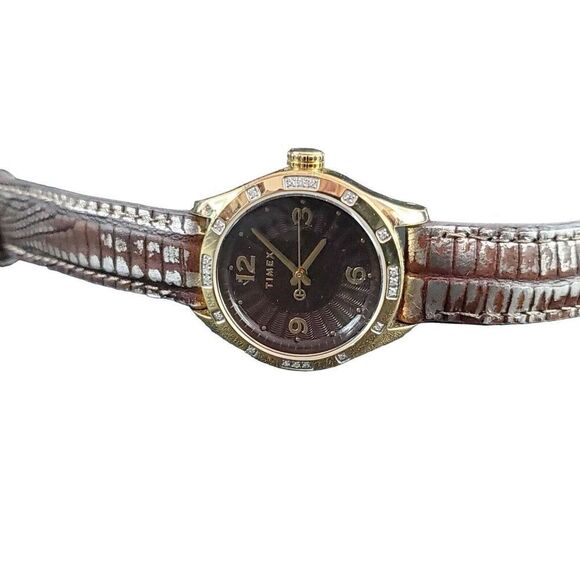 Vintage TIMEX Diamond Collection Black Face Stainless Steel Women's Watch - Picture 6 of 10